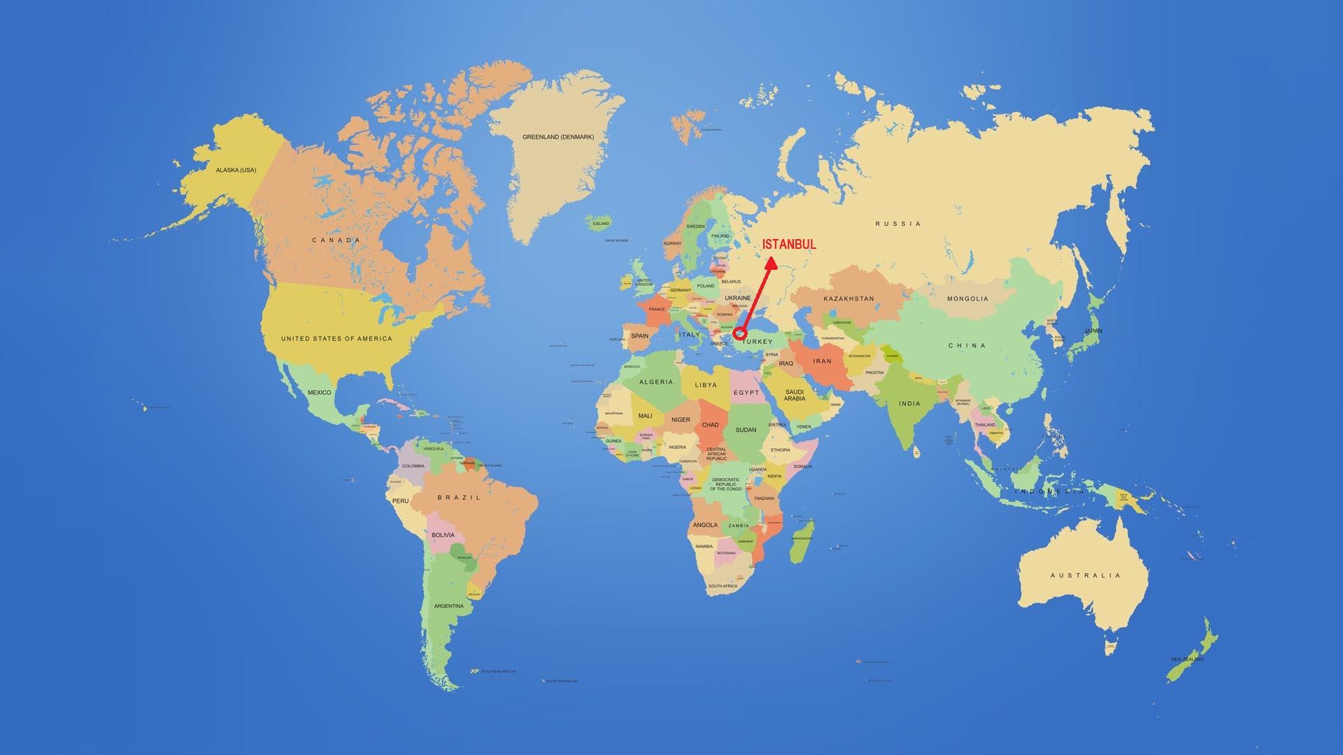 Istanbul auf der Weltkarte anzeigen  Istanbul T rkei Welt 