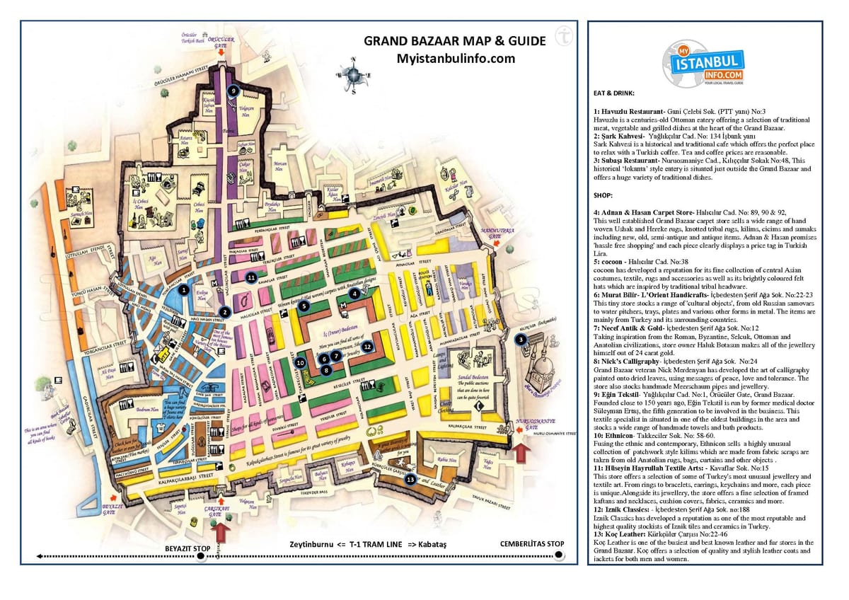 Karte der Gewürzmarkt in istanbul