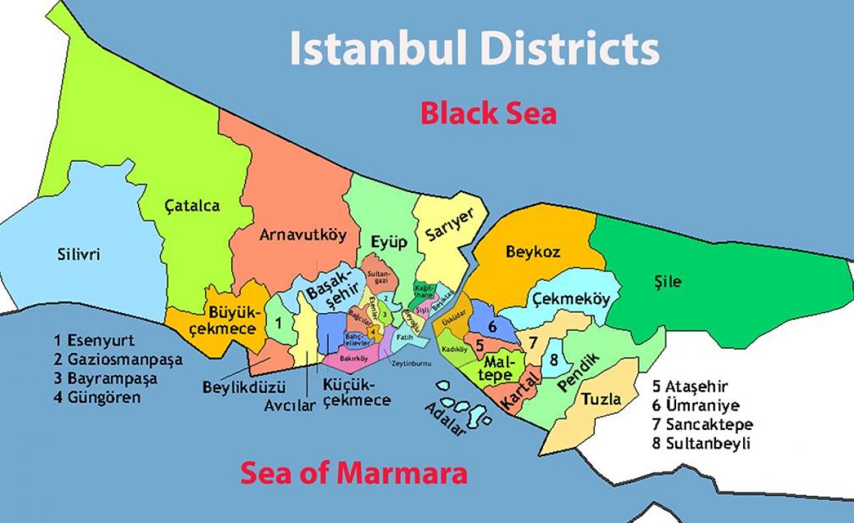 Karte von istanbul-Bereich