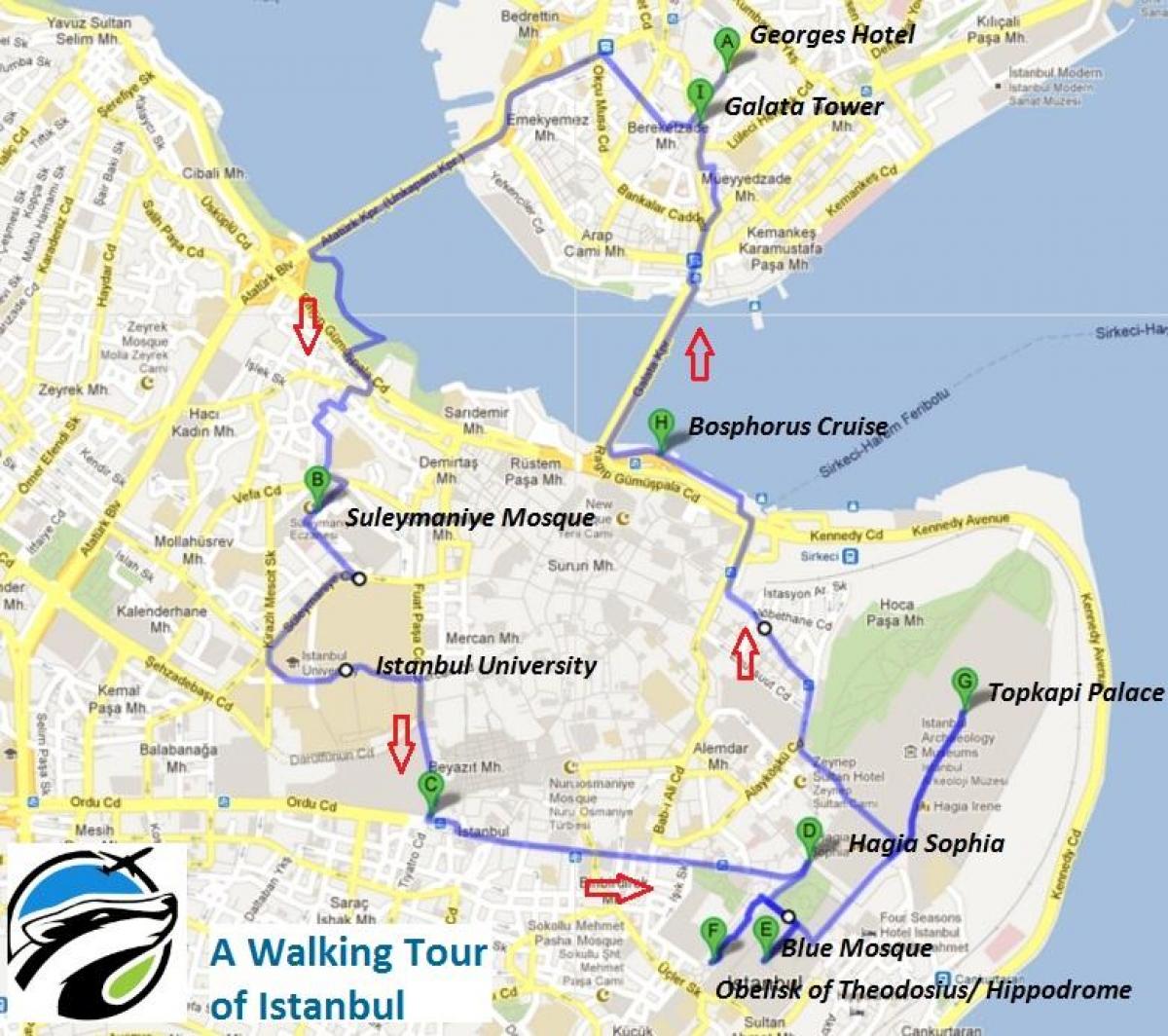 Karte von istanbul-walking-tour