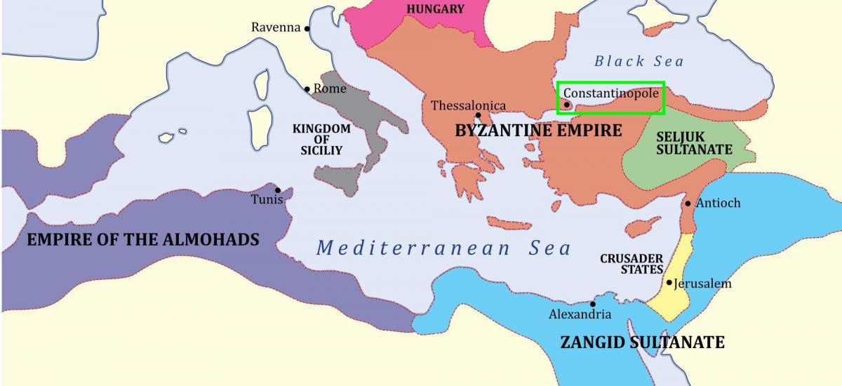 Konstantinopel auf der Karte von Europa