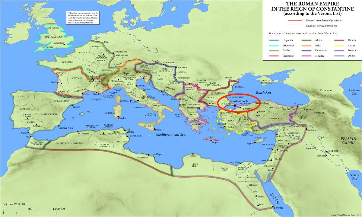 Konstantinopel Lage auf Weltkarte